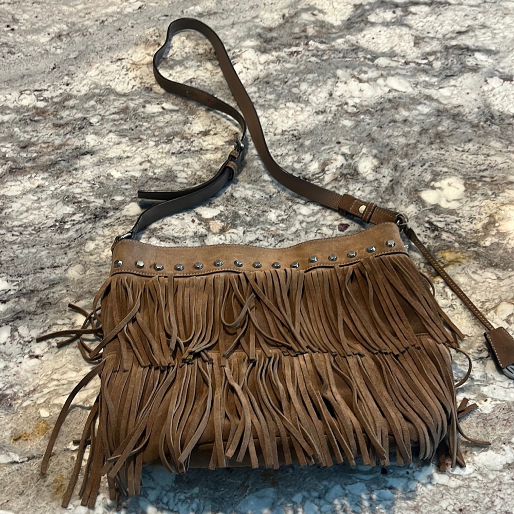 Michael Kors brown suede purse with fringe
